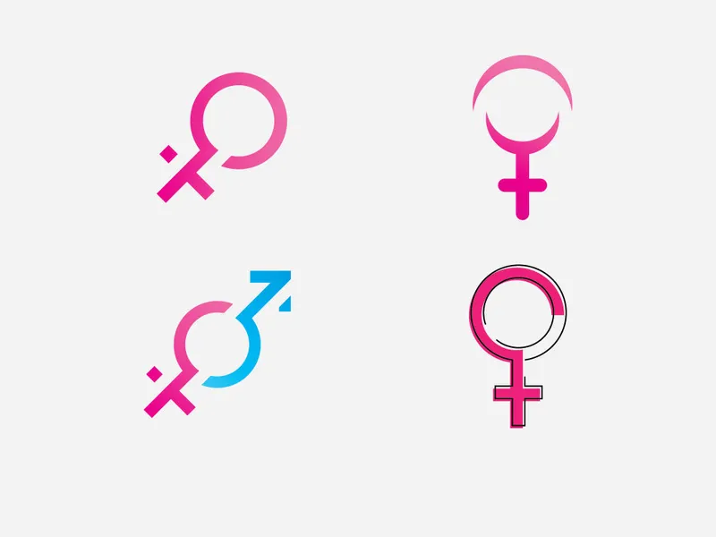 Gender symbol logo of sex and equality of males and females vector illustration