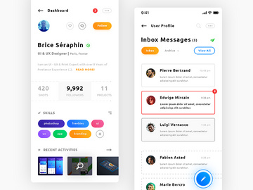 User Profile & Inbox Messages. IOS App #Freebies preview picture