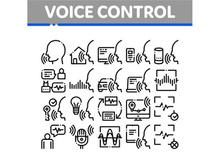 Voice Control Collection Elements Icons Set Vector