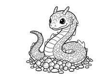 Cute cartoon dragon hatching from eggs vector illustration