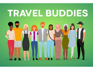 Travel buddies poster vector template preview picture