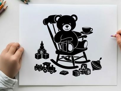 ilustrasi vektor beruang teddy di kursi goyang