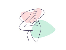 Line art portrait woman, Flower face one line vector illustration