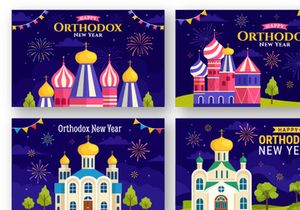 12 Happy Orthodox New Year Illustration