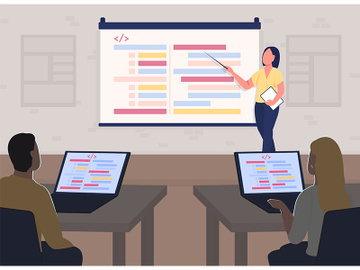 Programming course flat color vector illustration preview picture