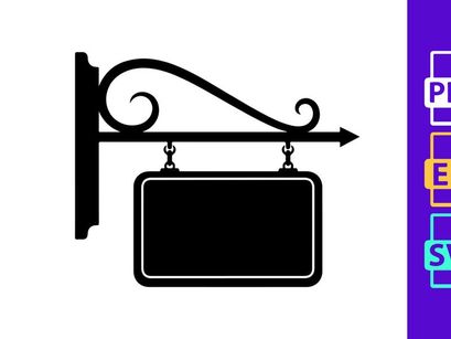 Hanging Shop Sign Blank Silhouette