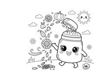 Cute salt shaker character with autumn harvest vegetables vector illustration