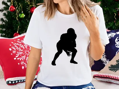 American football player in motion silhouette