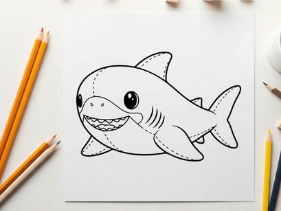 Friendly cartoon shark flying vector illustration