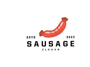 Sausage Logo, Vector Meat Fork and the Sausage Food preview picture