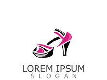 Women shoes logo design High heel fashion icon template vector for business store