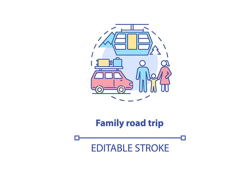 Family road trip concept icon