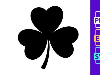 Black minimalist clover leaf symbol on white background design