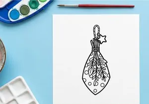 Hand-drawn Halloween candy bag with spooky doodles. Trick-or-treat pouch featuring ghosts, stars, and festive designs for kids.