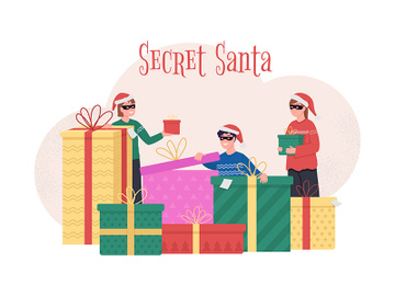 Secret Santa flat concept vector illustration preview picture