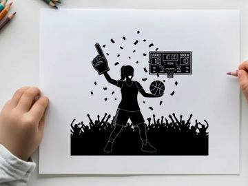 Silhouette of a female basketball player in action silhouette preview picture