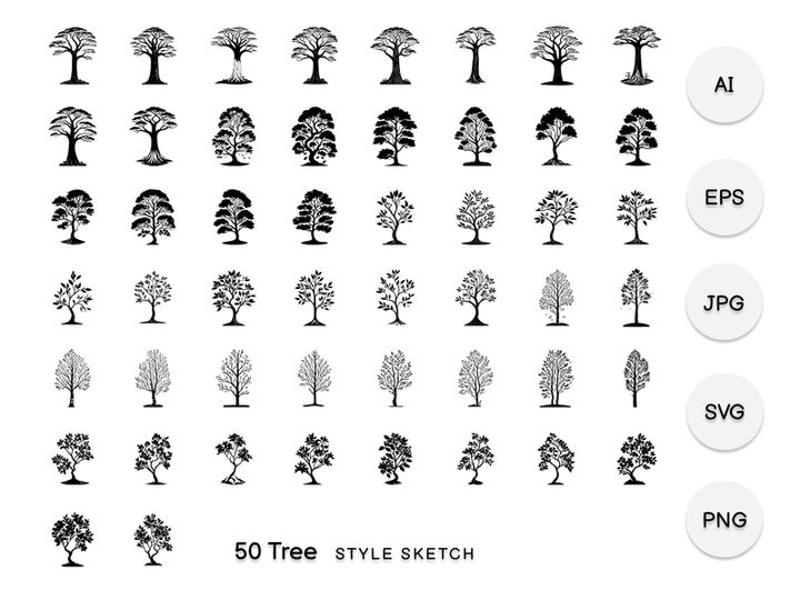Tree Element Draw Black
