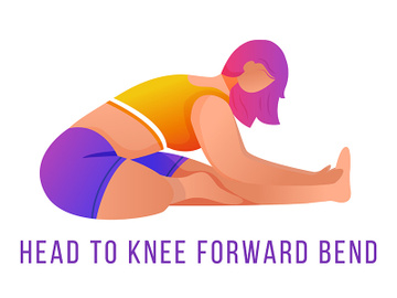 Head to knee forward bend flat vector illustration preview picture