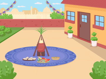 Lohri meal flat color vector illustration preview picture