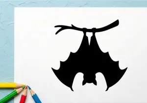 Silhouette eines Fledermaus mit ausgebreiteten Flügeln in Schwarz