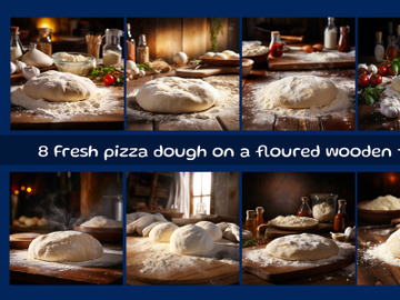 Fresh dough on a floured wooden table preview picture