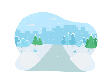 Winter park 2D vector web banner, poster preview picture