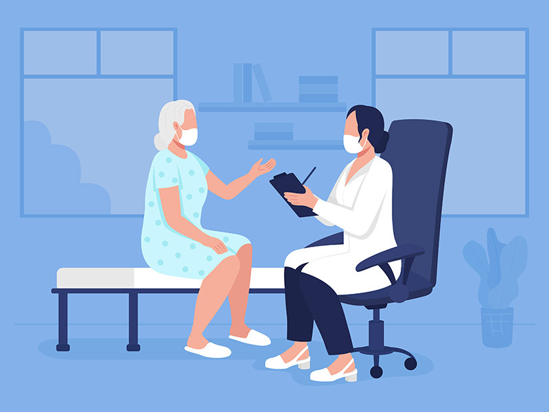 Medical consultation flat color vector illustration