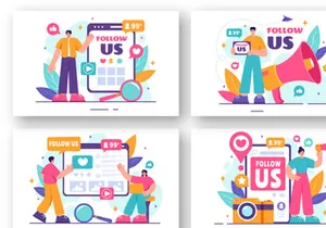 12 Follow Us and Like Illustration