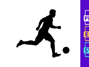 Silhouette of a soccer player kicking a ball in motion preview picture