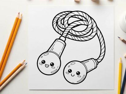 Cute light bulbs with faces holding rope vector illustration