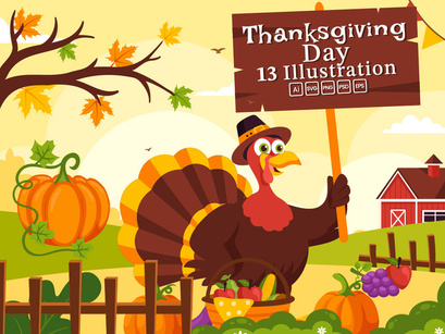 13 Happy Thanksgiving Day Illustration