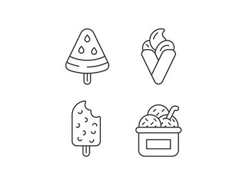Ice cream types linear icons set preview picture