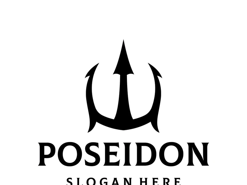 Retro vintage poseidon trident logo design.