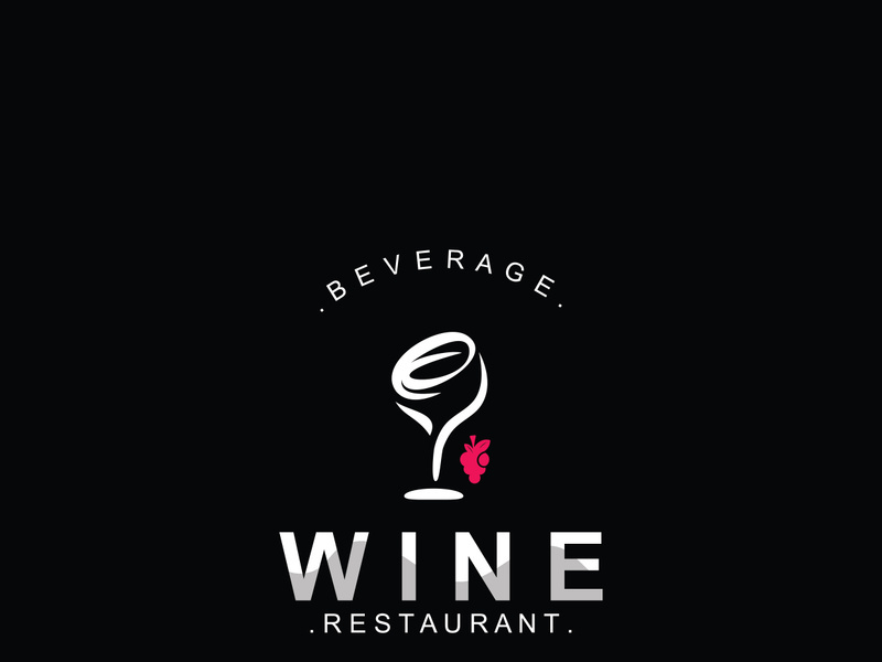 Wine drink Vintage logo label with glass or beer premium, bars, clubs, cafes company