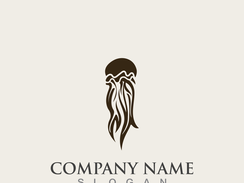 Jellyfish icon illustration design, simple logo template vector