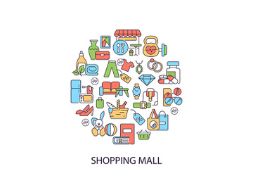 Shopping mall abstract color concept layout with headline preview picture
