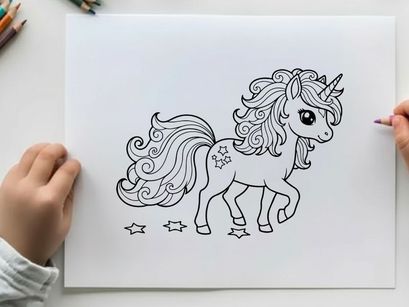 Cute magical unicorn prancing stars vector illustration