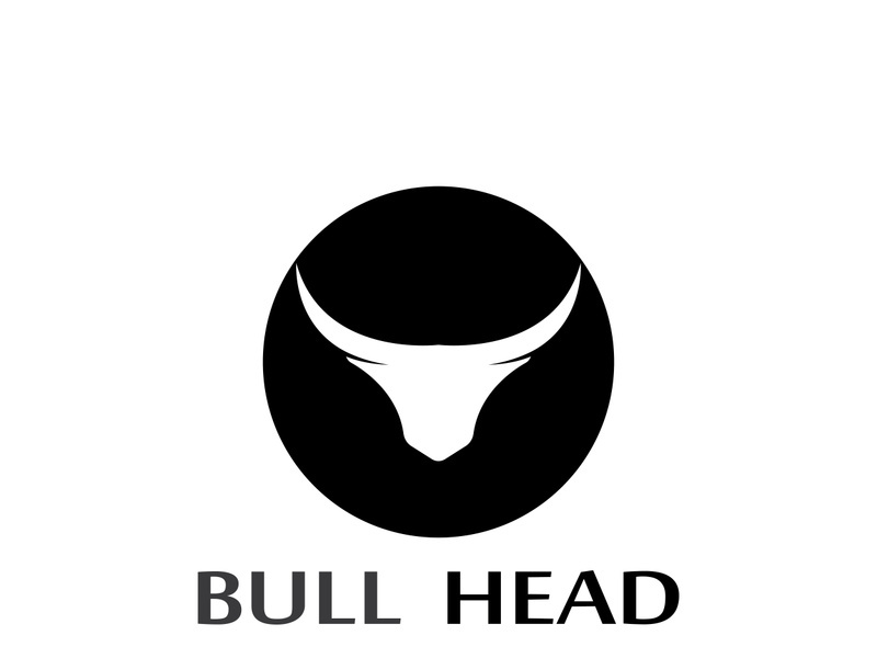 Retro vintage bull head horns logo design.