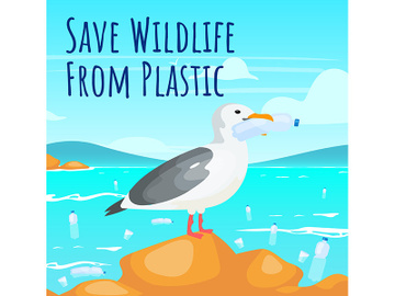 Save wildlife from plastic social media post mockup preview picture
