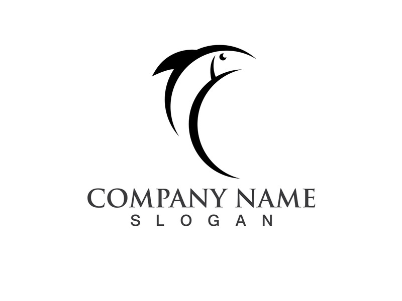 Fish jump logo animal vector