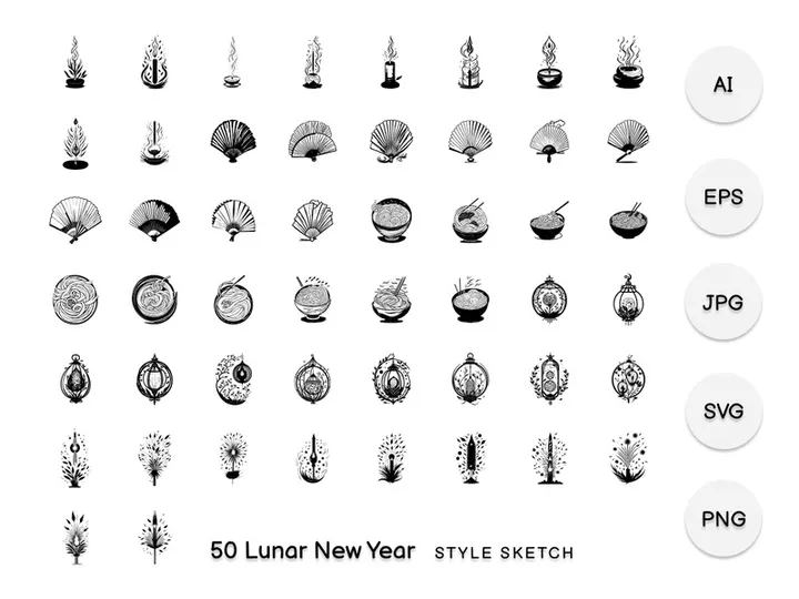 Lunar New Year Element Draw Black