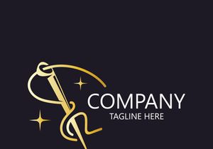 Needle and thread Sewing logo outline combination Line flat design template Simple icons. Concept tailor illustration