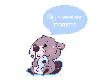 Cute beaver cartoon kawaii vector character preview picture