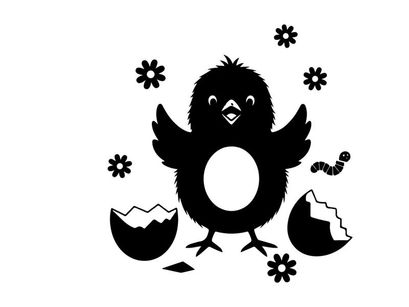 A silhouette of a chick hatching from an egg silhouette