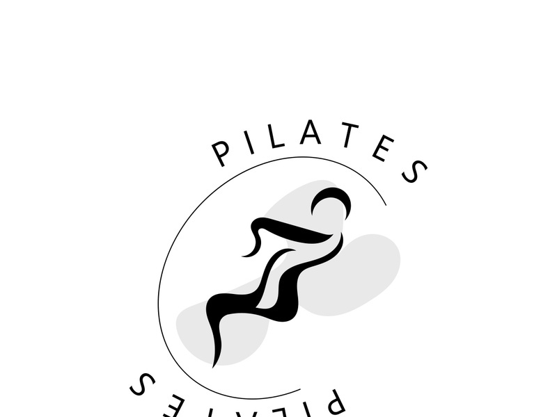 Abstract Pilates Logo, Yoga identity body balance vector monoline Design Template. wellness lifestyle