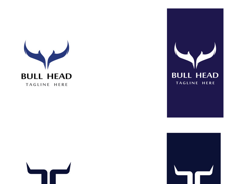 Retro vintage bull head horns logo design