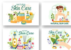 14 Natural Skin Care Vector Illustration