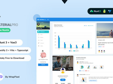 MaterialPro Free NuxtJs Admin Dashboard Template preview picture