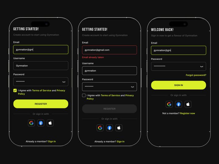 Gymnation - Register Login