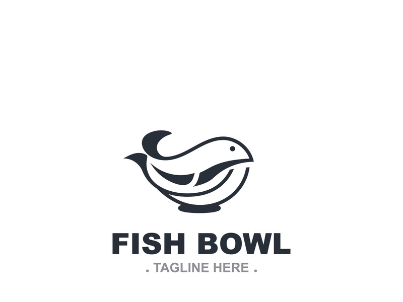 Fish bowl logo design, restaurant logo symbol minimal illustration design